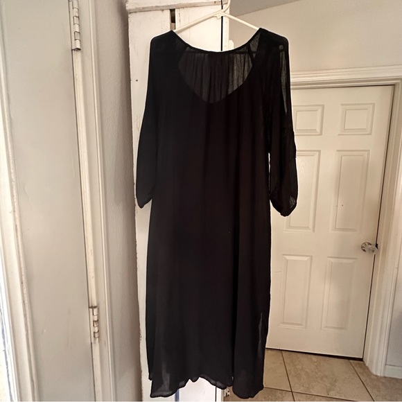 Johnny was calme black gauze tunic dress split sleeves fully lined. Size M - Picture 4 of 12